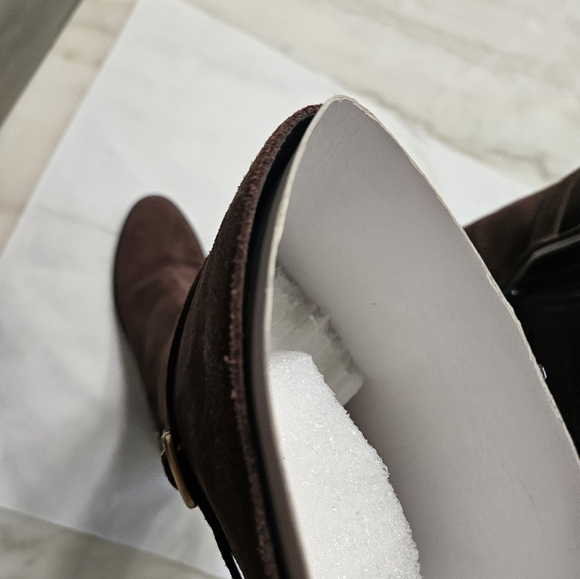 Waterproof Brown Suede Boots - Brass Hardware - Size 6-1/2 B - Picture 9 of 9